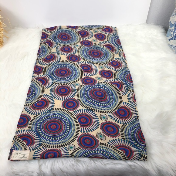 Liviya Infinity Scarf – African Print Boho Headwrap, Multicolor, Geometric - Picture 7 of 8